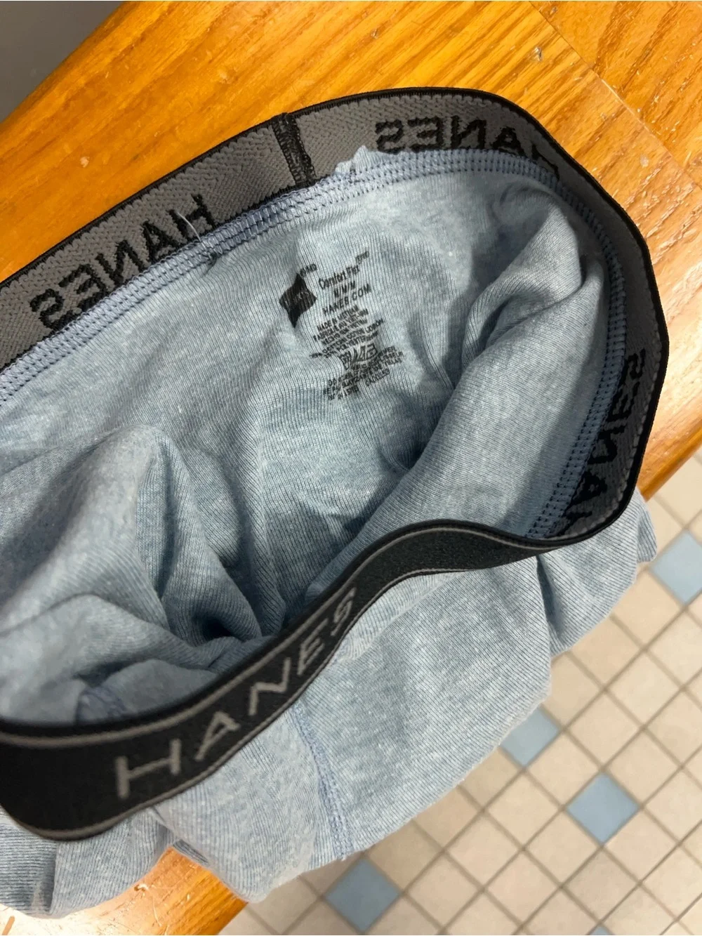 Hanes Men's Light Blue Boxer Briefs with Black Logo Waistband